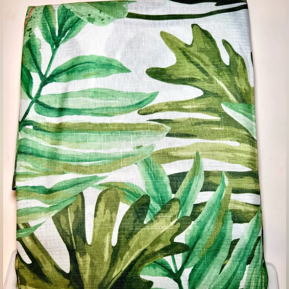 Tropical Green Palm Leaves Fabric Shower Curtain